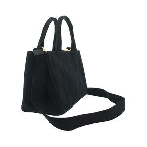 Prada 2way canvas Black handles top Tote handbag Canapa